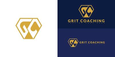Modern initial letter GC or CG logo in gold color isolated on multiple background colors. The logo is suitable for coaching business logo design inspiration templates. vector