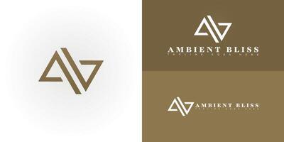 Modern initial letter AB or BA logo in gold color isolated on multiple background colors. The logo is suitable for interior design service logo design inspiration templates. vector