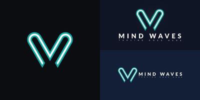 Modern initial letter MW or WM logo in green-white color isolated on multiple background colors. The logo is suitable for mental health practice logo design inspiration templates. vector