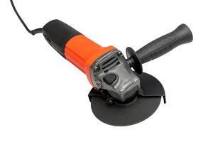 Angle grinder with abrasive disk isolated on a white background photo