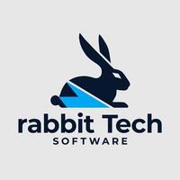 Blue rabbit logo with rabbit tech software text illustration vector