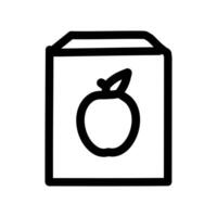 Packaging icon. A thin line sign with apple in it. vector
