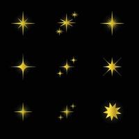 realistic sparkling star collection with light effect vector