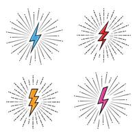 Grunge lightning bolt with colourful thunderbolt collection vector