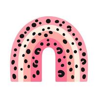Pink and Black Patterned Rainbow single flat Illustration on White Background vector