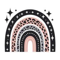 Abstract rainbow with stars celestial illustration on a white background vector