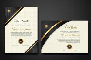 Luxury certificate template with textured effect dan line gold shine on frame background. new Collections vector