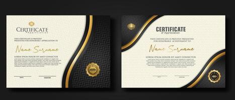 Luxury certificate template with textured effect dan line gold shine on frame background. new Collections vector