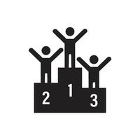 Three people on the podium with their hands up vector
