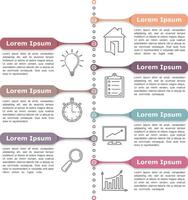 Vertical process diagram template with line icons vector