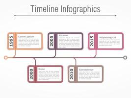 Horizontal timeline infographics template with dates and place for your text vector