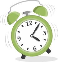 Green alarm clock on white background vector
