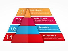 Infographics template with pyramid with four elements with numbers and text vector