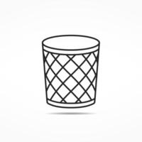 Empty office trash can line icon vector