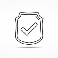 Shield with check mark minimal line icon vector