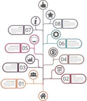 Tree diagram template with numbers, icons and place for your text vector