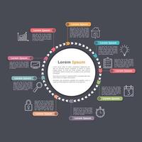 Circle infographics template, round cycle diagram or workflow vector