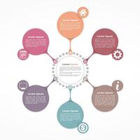 Circle flow diagram template with six elements vector