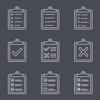 Set of minimal line icons of check list vector