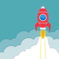 Rocket launch, business or project startup concept vector