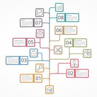 Infographics, tree diagram with objects with text vector