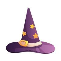 Drawn cone hat of witch, wizard with stars. illustration on white background for Halloween vector
