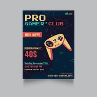 Pro gamer's club poster. asthetic retro color combination. Applicable for digital ads and print template. vector