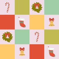 Seamless checkered pattern with Christmas items. graphics. vector