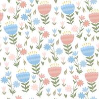 Seamless pattern with cute spring flowers. graphics. vector