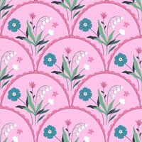 Seamless pattern with flowers on a pink background. graphics. vector