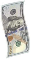 One hundred dollar banknote flying. png