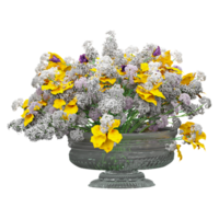 3d rendering of various flower in pot on isolated canvas png