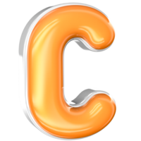 C Font 3D Render With White And Yellow png