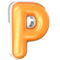P Font 3D Render With White And Yellow png