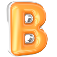 B Font 3D Render With White And Yellow png