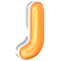 J Font 3D Render With White And Yellow png