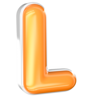 L Font 3D Render With White And Yellow png