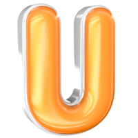 U Font 3D Render With White And Yellow png