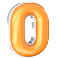 O Font 3D Render With White And Yellow png