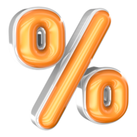 Percent 3D Render With White And Yellow png