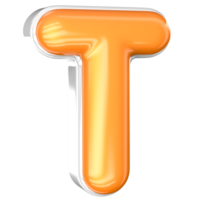 T Font 3D Render With White And Yellow png