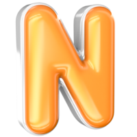 N Font 3D Render With White And Yellow png