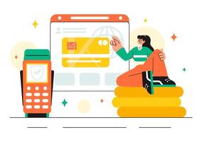 Illustration of Digital Referral Business and Online Earnings in a Flat Style Cartoon Background vector
