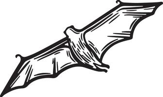 Bat flying line drawing illustration. vector