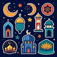 Ramadan Icons for Faith Devotion vector