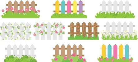 Wooden fence with grass Illustration vector