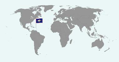Pin map with Sint Eustatius flag on world map. illustration. vector
