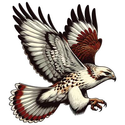 Cute hawk illustration on white background