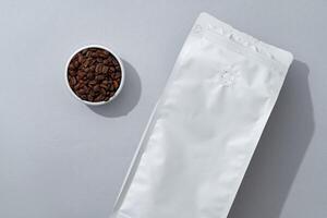 Coffee identity branding mockup set top view flat lay photo