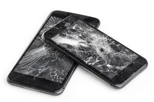 Mobile phone with broken screen photo